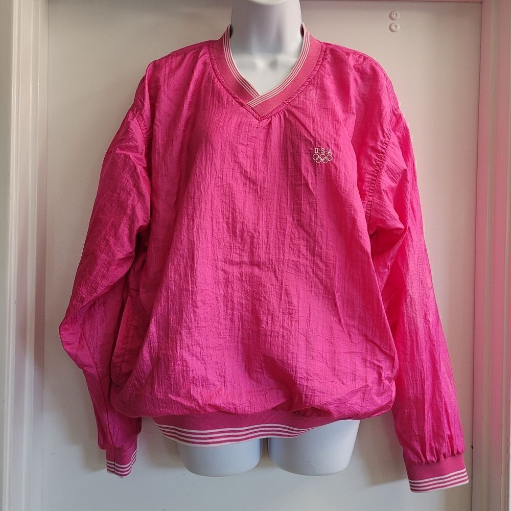 Vintage USA Olympics sweatshirt in Barbie pink with pockets! Barbiecore!